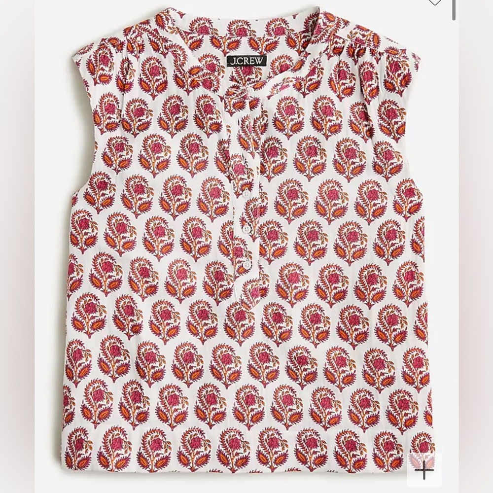 J Crew Cora soft gauze top in bouquet block print